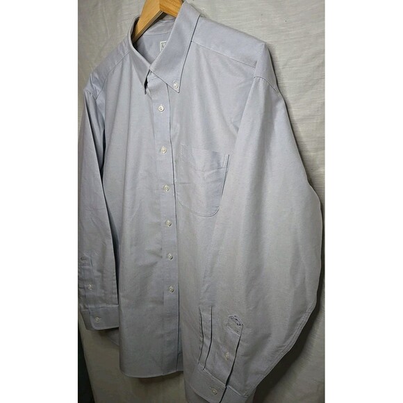 L.L. Bean Dress Shirt Mens 17.5-35 Light Blue Traditional Fit Button Down Mint - Picture 3 of 8
